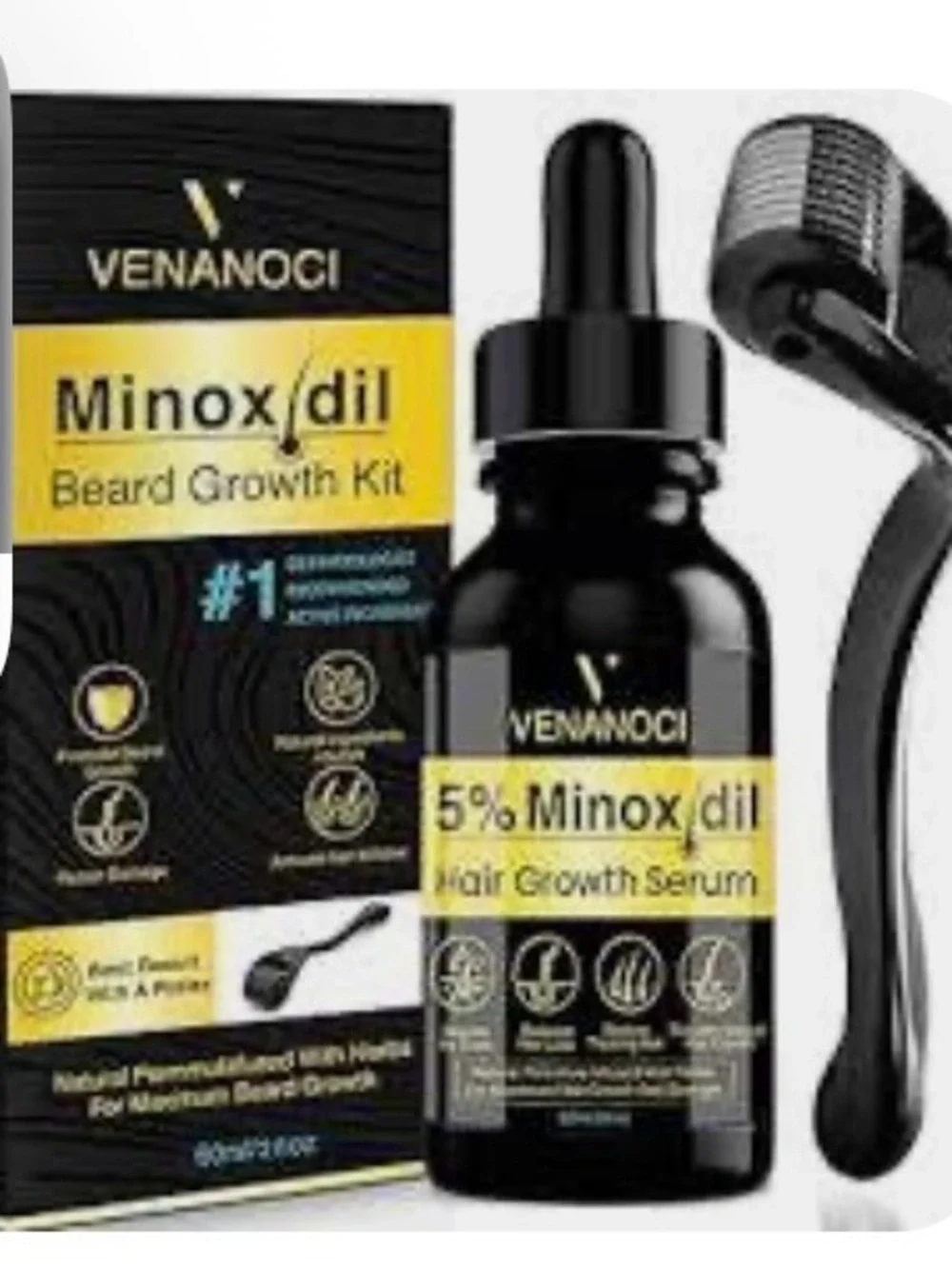 5% Minoxidil hair & Beard Growth Kit – Black & Yellow